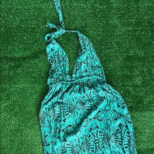 Teal & brown boho maxi dress